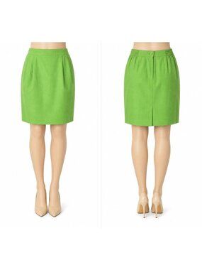 SAG Harbor Size 14  Green Knee-Length Skirt Polyester & Rayon Blend